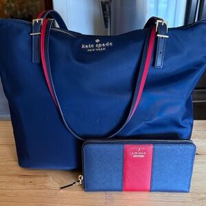 Kate Spade Blue and Red Tote Bag